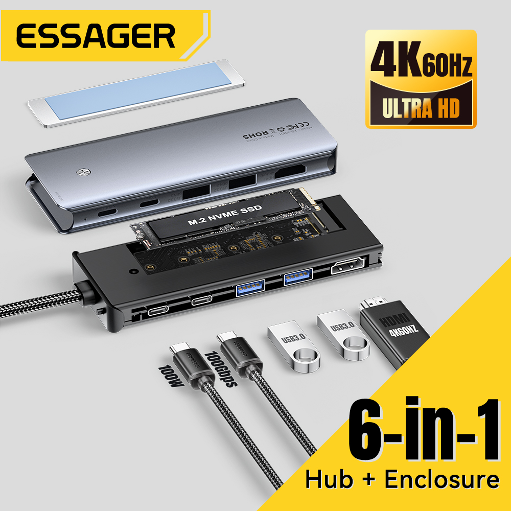 Hdmi Adapter Tablet - Essager USB C Hub z obudową