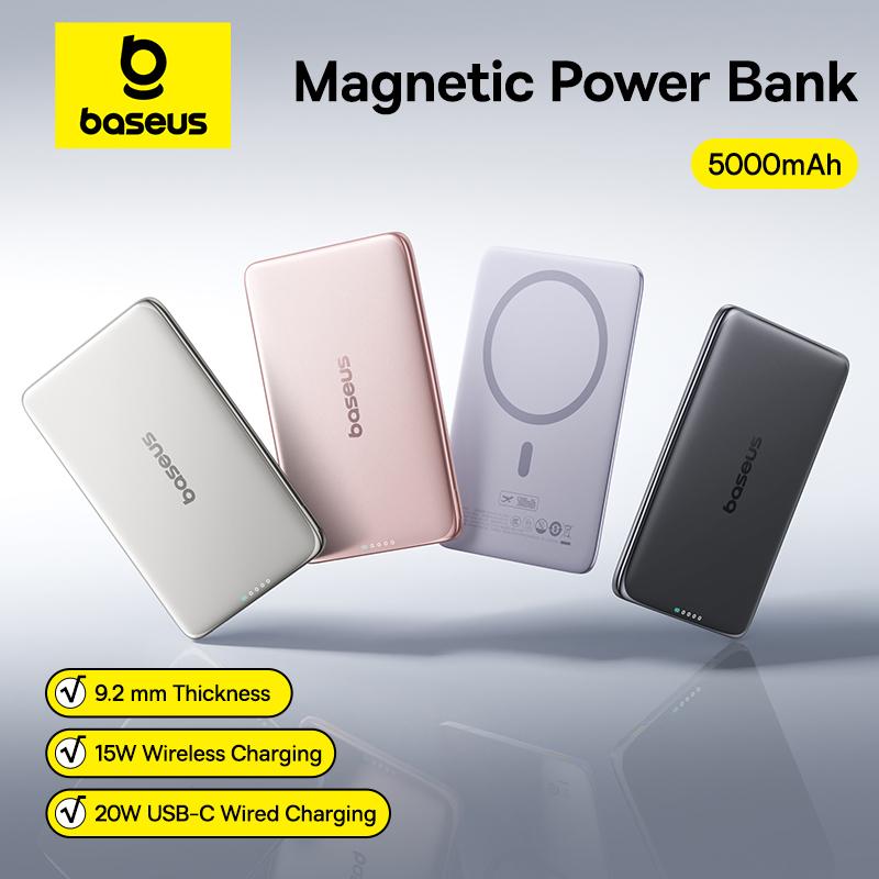 Accessories For Android Tablet - Baseus 5000mAh Magnetyczny Power Bank 15W