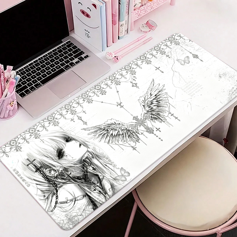 Tablet With All Accessories - Skórzana podkładka pod mysz czarno-biała Anime