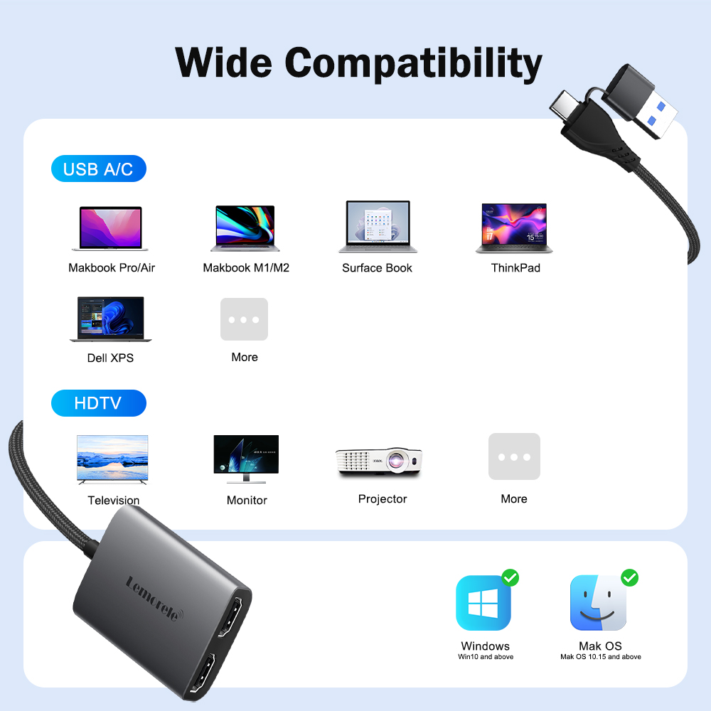 Adapter Lemorele Dual HDMI 4K  – Hdmi Adapter Tablet recenzja i cena